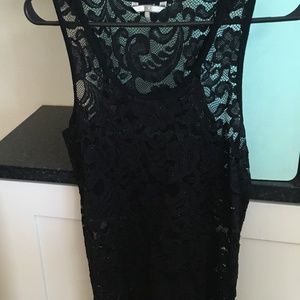 SALE Gorgeous Sparkly Black Women's BKE (Buckle) Lace Tank Top Sz Large